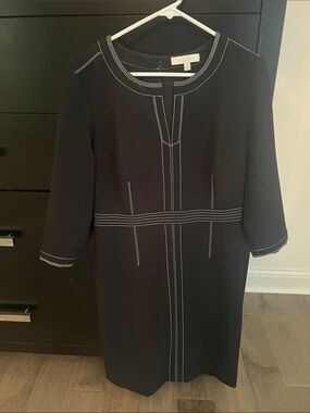 Etcetera Black Midi Dress with White Contrast Stitching